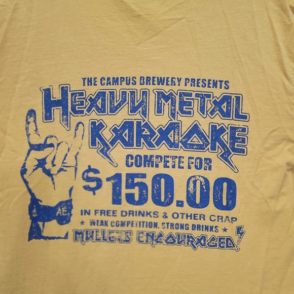 American Eagle Outfitters‎ Campus Brewery Graphic Tee Yellow Sz S Y2K - Picture 3 of 8